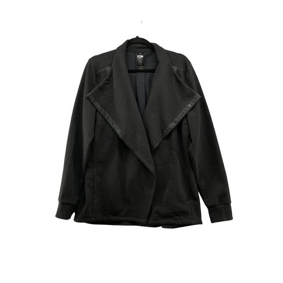 Deharo Labs Technical Moto Zip Sweatshirt Jacket Black Womens Size L Snap Button - Picture 1 of 13